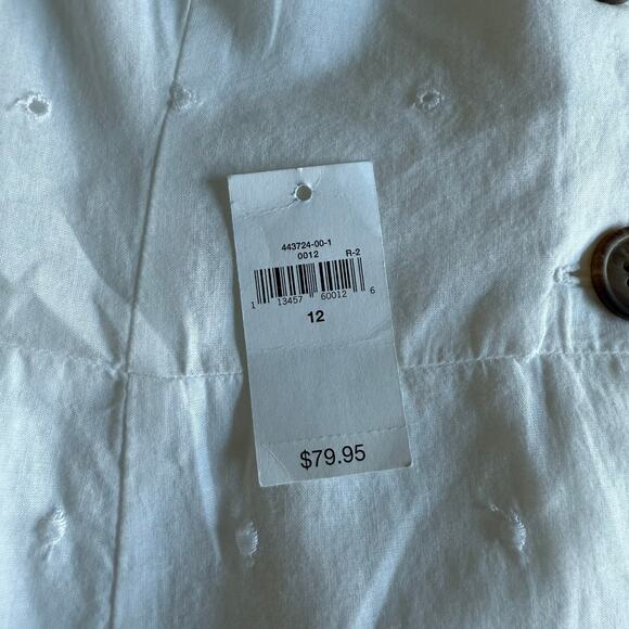 GAP Eyelet Button Front Dress White Cotton Embroidered Midi Women’s Cottagecore - Picture 10 of 12